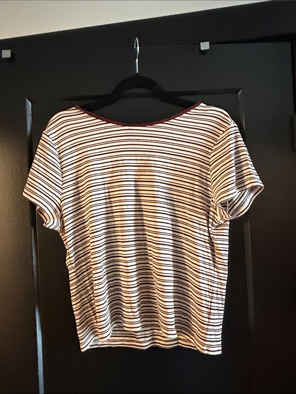 Striped Short-Sleeve Cotton Tee in White and Black